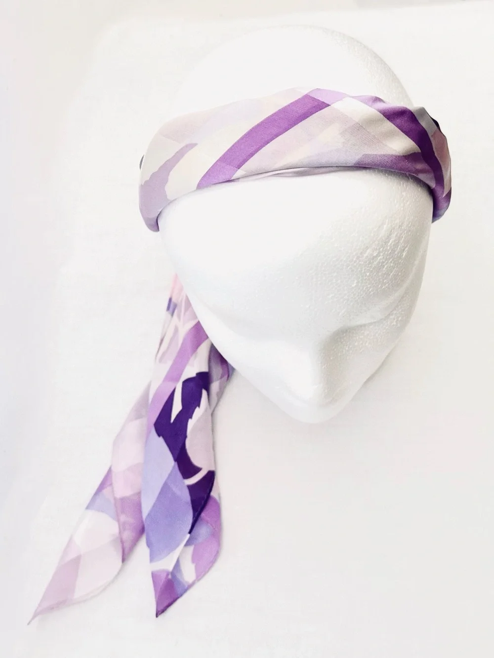 Borsalino Silk Scarf in Lilac Purple Floral Print 34” x 34” Vintage